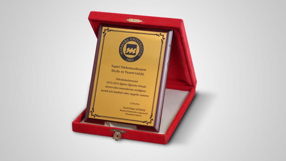2015-2016 eğitim öğretim yılında Marmara Üniversitesi tarafından aldığımız teşekkür plaketi...